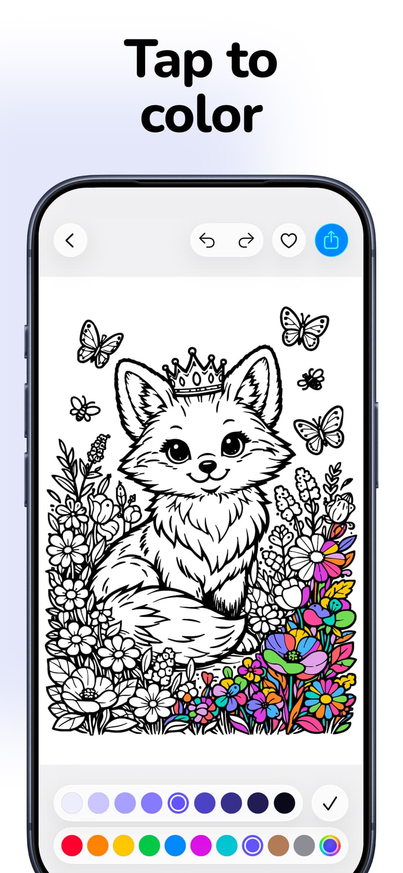 ColorFilla tap to color feature with digital coloring tools